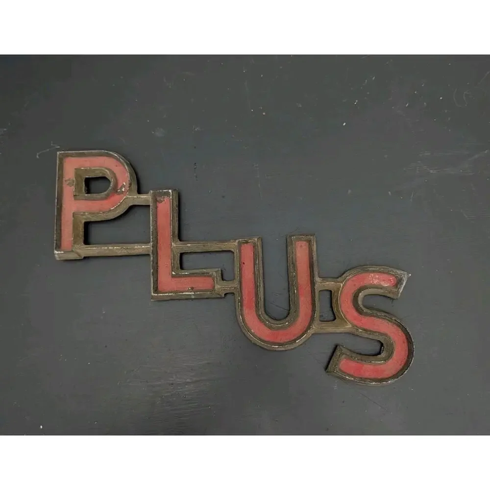 French Sign Letters PLUS Metal Industrial Wall Decor Mid Century Red 12